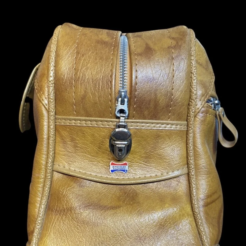 Vintage American Tourister Leather Men's Travel Bag / Carry-On-1970s